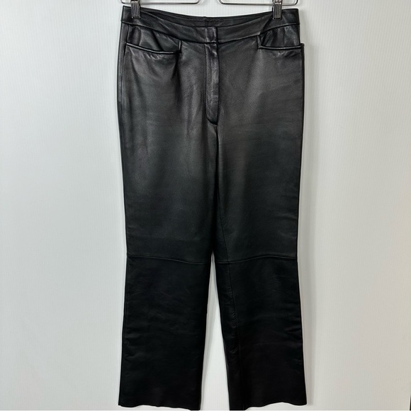 Classiques Entier Pants 8 Black  Soft  Leather Straight Fit Trouser - Picture 3 of 14